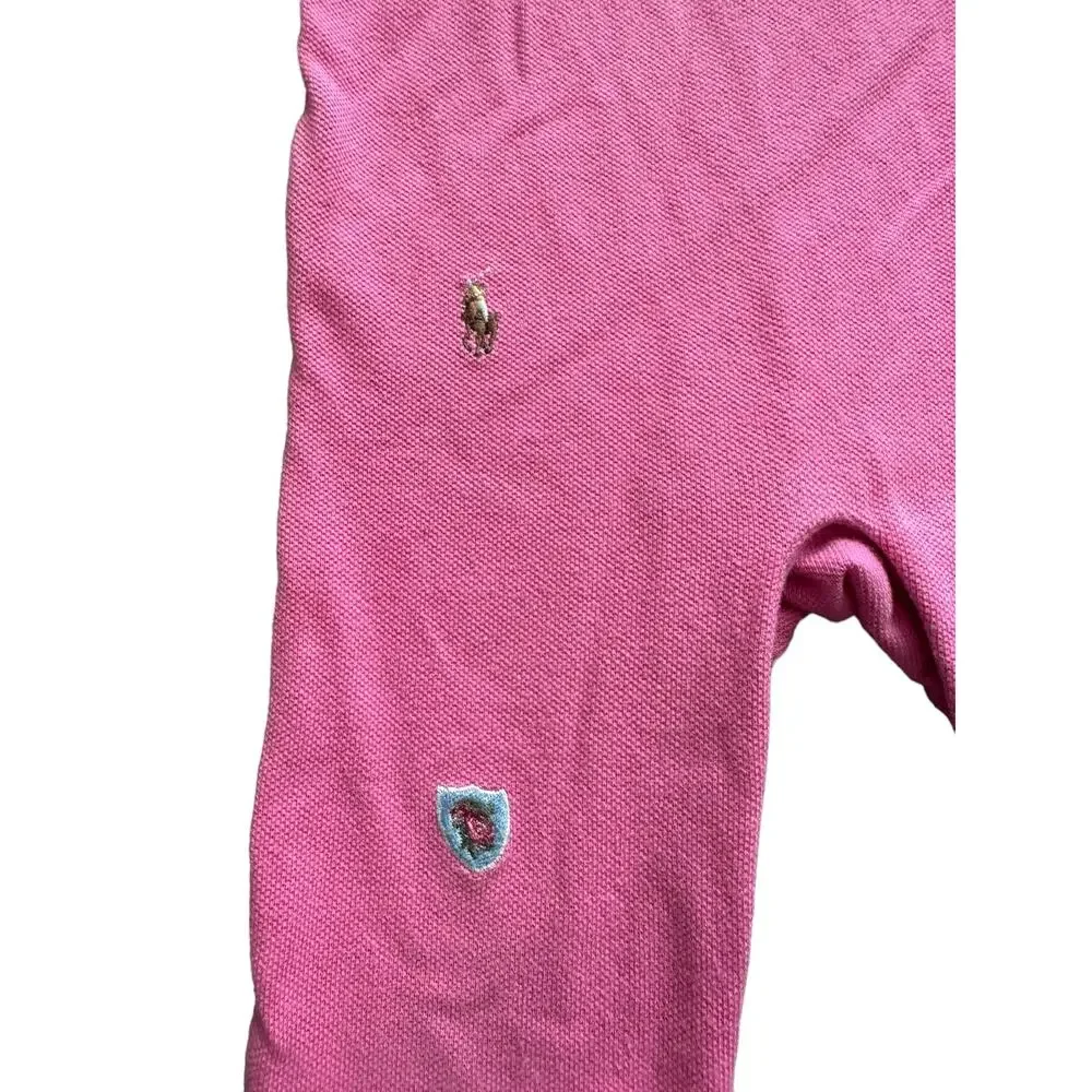 Ralph Lauren Babies 9M Pink and Logo Long Sleeve Button Up Neck One Piece